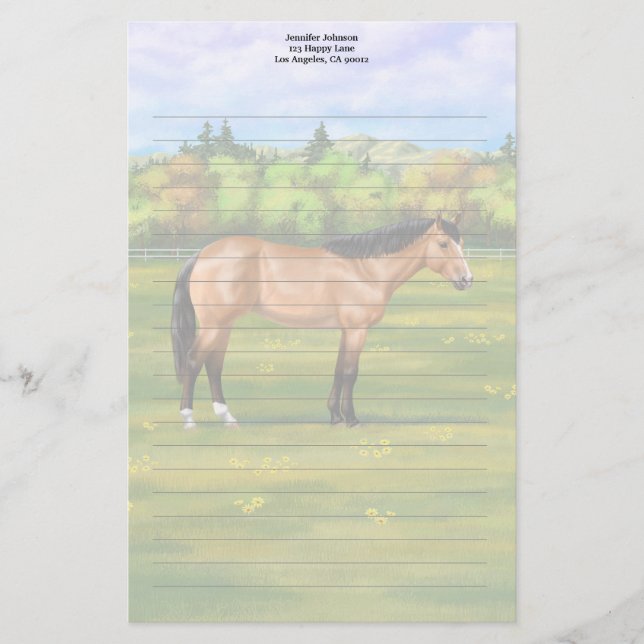 Buckskin Dun Quarter Horse Brevpapper (Framsida)