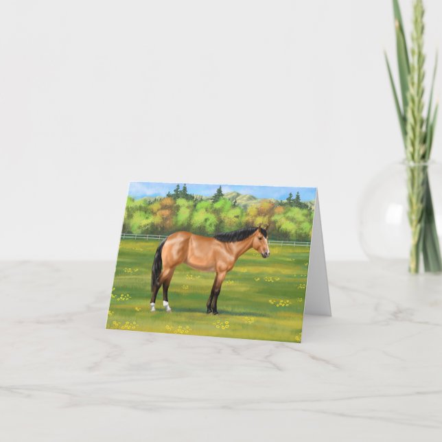 Buckskin Dun Quarter Horse Helgkort (Framsida)