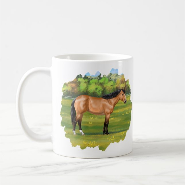 Buckskin Dun Quarter Horse Kaffemugg (Vänster)