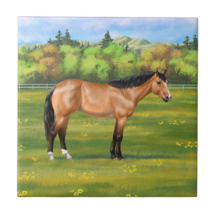 Buckskin Dun Quarter Horse Kakelplatta