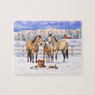 Buckskin Dun Quarter på en gård i Snö Pussel