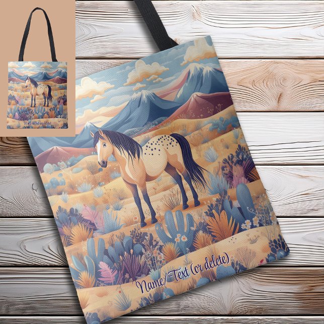 Buckskin-häst Flicka Pony Kaktus Djur Tygkasse (Buckskin Horse Girl Pony Cactus Animal Personalized Custom Tote Bag)