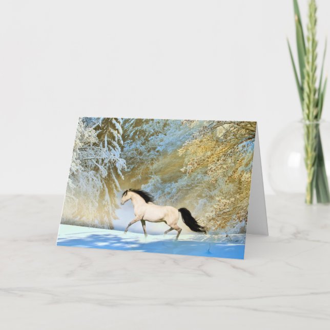 Buckskin Häst jul Kort (Framsida)