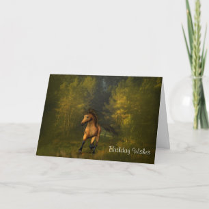 Buckskin Horse i Forest Birthday Card Kort