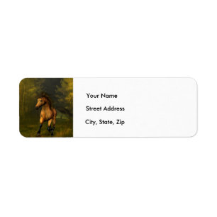 Buckskin Horse in Forest - Adressetiketter Returadress Etikett