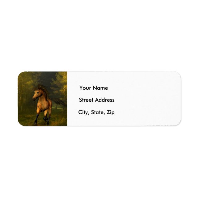 Buckskin Horse in Forest - Adressetiketter Returadress Etikett (Framsidan)