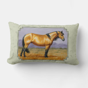 Buckskin Horse Mustang Stallion Sage Grönt Lumbarkudde