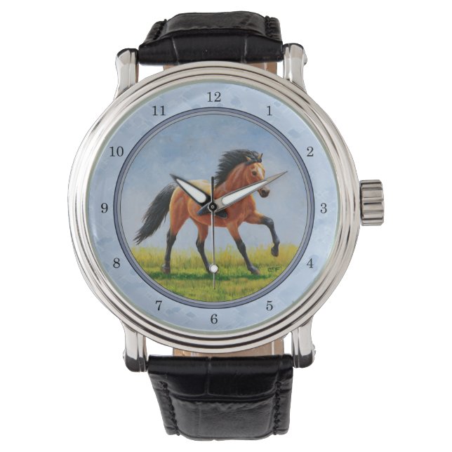 Buckskin Horse Running Light Blue Armbandsur (Framsida)