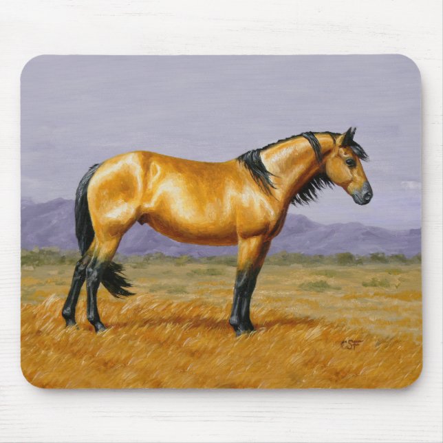 Buckskin Mustang Vild Horse Stallion Musmatta (Framsidan)