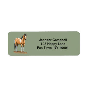 Buckskin Pinto Dun Paint Horse Staiation Returadress Etikett
