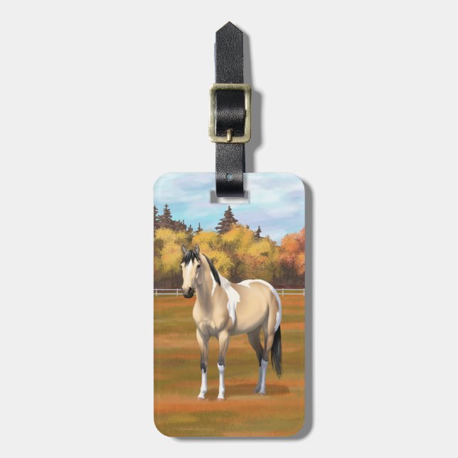 Buckskin Pinto Dun Paint Horse Stailopp Bagagebricka (Vertikal Framsida)