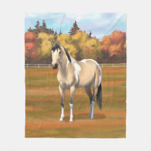 Buckskin Pinto Dun Paint Horse Stailopp Fleecefilt