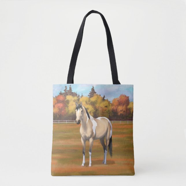 Buckskin Pinto Dun Paint Horse Stailopp Tygkasse (Framsida)