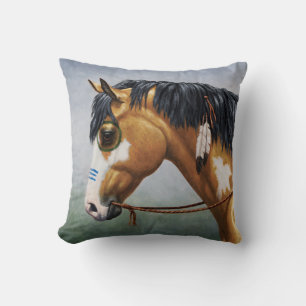 Buckskin Pinto Native American Krig Horse Kudde