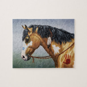 Buckskin Pinto Native American Krig Horse Pussel