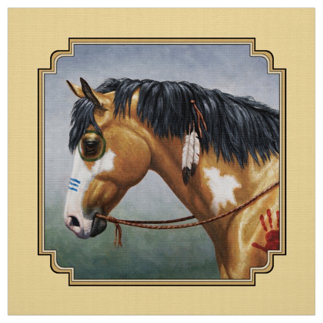 Buckskin Pinto Native American Krig Horse Tyg (Provkarta)