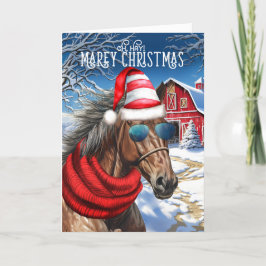 Buckskin Quarter Horse Funny MAREy God jul Helgkort