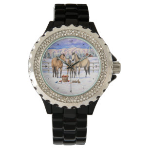 Buckskin Quarter Horses i Snö Armbandsur