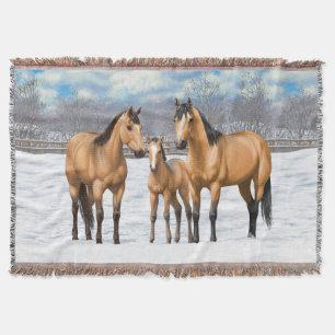 Buckskin Quarter Horses i Snö Filt