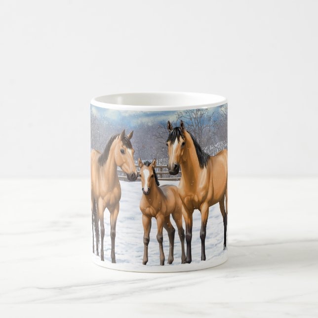 Buckskin Quarter Horses i Snö Kaffemugg (Center)