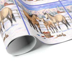Buckskin Quarter Horses i Snö Presentpapper