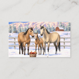 Buckskin Quarter Horses i Snö Visitkort