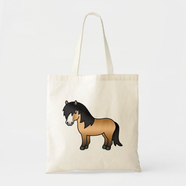 Buckskin Shetland Pony Cute Tecknad Illustration Tygkasse (Framsidan)