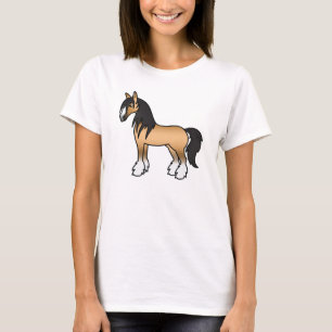 Buckskin Tecknad Gypsy Vanner Shirehäst Tee