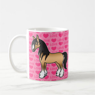 Buckskin Tecknad Romani Vanner Shire Kärlek Kaffemugg
