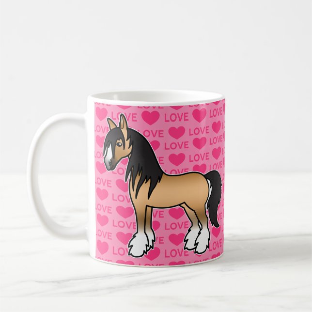 Buckskin Tecknad Romani Vanner Shire Kärlek Kaffemugg (Vänster)