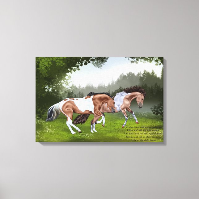 Buckskin Tobiano Målade Hästar Canvastryck (Framsida)