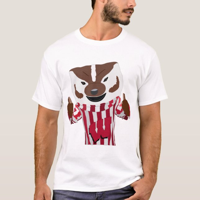 Bucky Badger Tecknad Teckning T Shirt (Framsida)