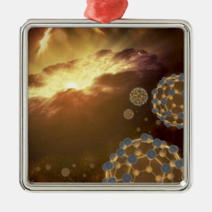 Buckyballs som flyter i interstellar utrymme julgransprydnad metall