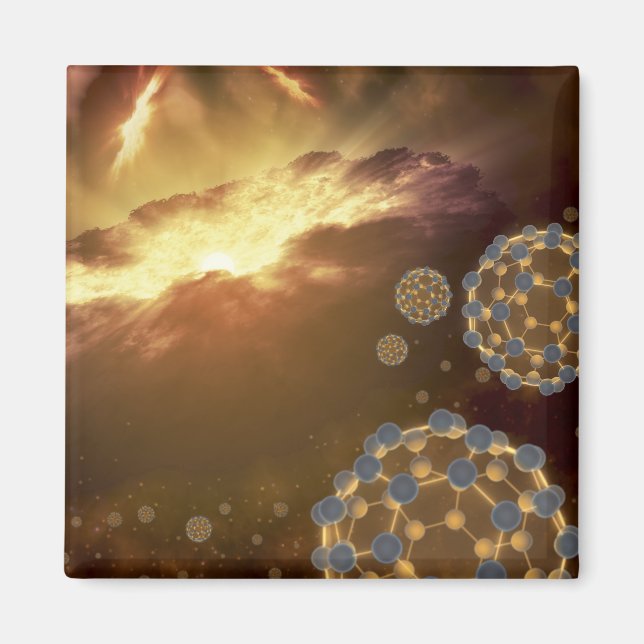 Buckybollar flytande i mellanliggande utrymme magnet (Framsidan)