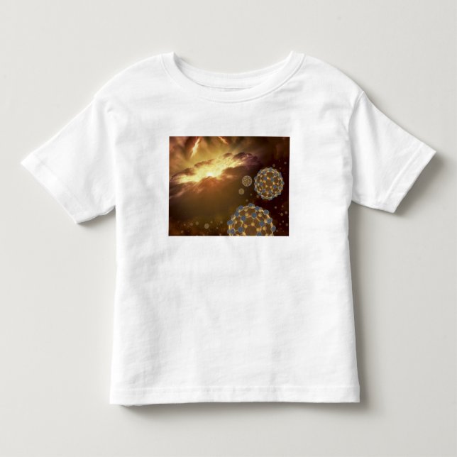 Buckybollar flytande i mellanliggande utrymme tee shirt (Framsida)