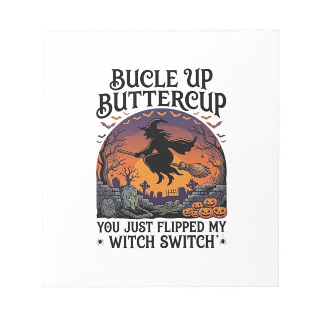 Bucle Up Buttercup Häxa Switch Halloween Kvast Pu Anteckningsblock (Framsida)