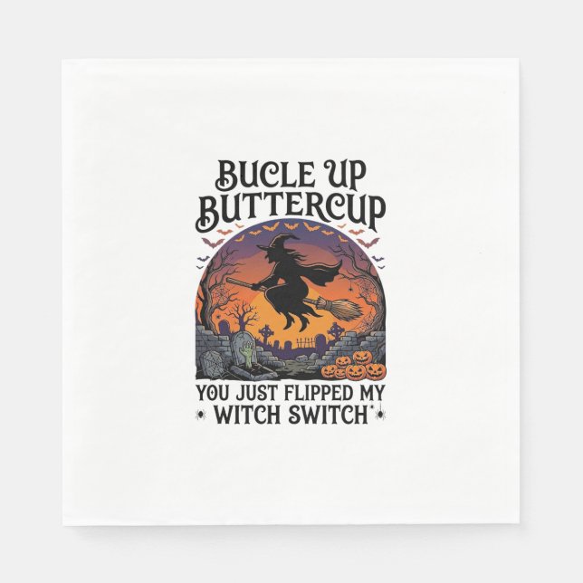 Bucle Up Buttercup Häxa Switch Halloween Kvast Pu Pappersservett (Framsidan)