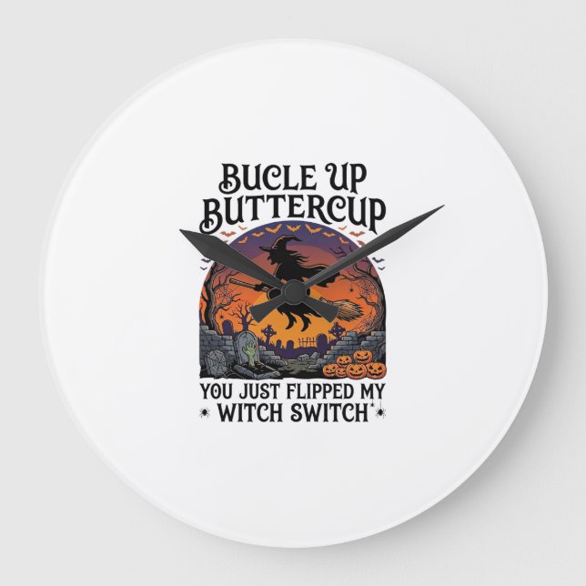 Bucle Up Buttercup Häxa Switch Halloween Kvast Pu Stor Klocka (Framsida)