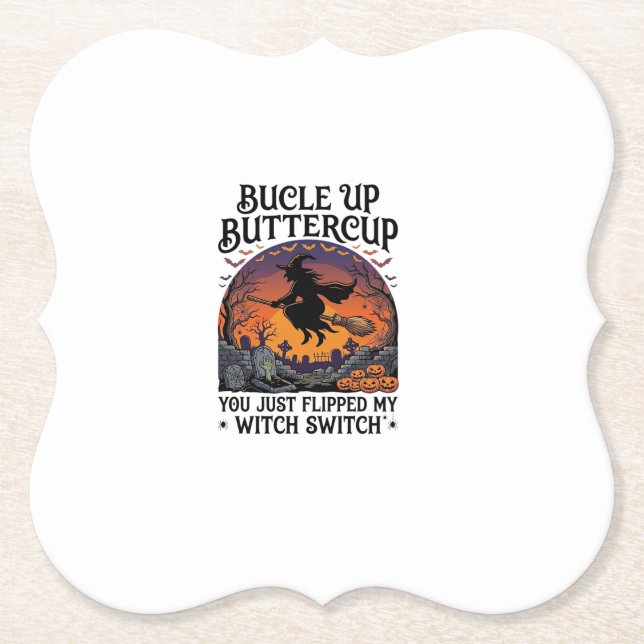 Bucle Up Buttercup Häxa Switch Halloween Kvast Pu Underlägg Papper (Framsida)
