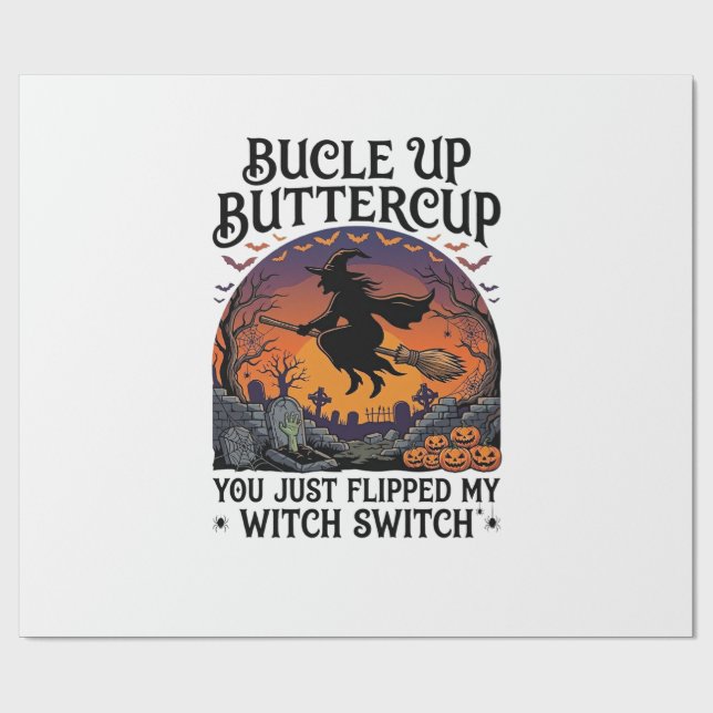 Bucle Up Smörblomma Häxa Switch Halloween Kvast Presentpapper (Platt)