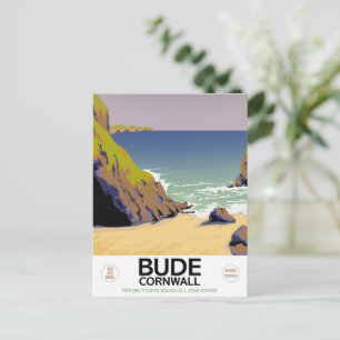 Bud cornwall Seaside-reseaffisch Vykort