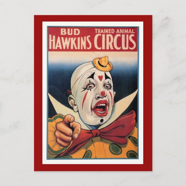 Bud Hawkins Vintage Circus Vykort (Framsida)