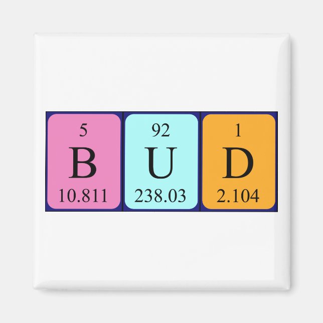 Bud periodiskt bord namn magnet (Framsidan)
