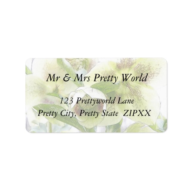 Bud to Blommar - White Hellebores Adressetikett (Framsidan)