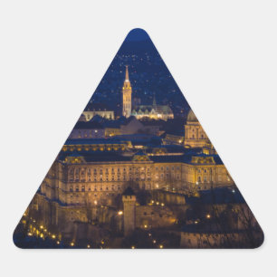 Buda Castle Hungary Budapest på natten Triangelformat Klistermärke