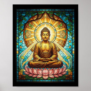 Buda de vidrieres Zen Buddhism Andlig Meditation Poster