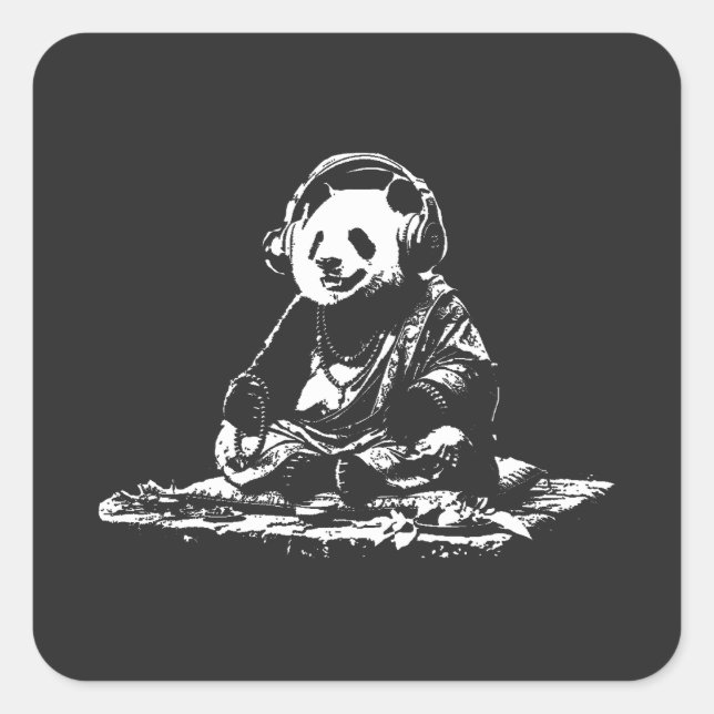 Buda Panda Fyrkantigt Klistermärke (Framsida)