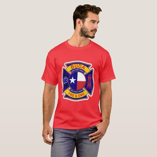Buda Texas Fire och EMS T Shirt (Hel framsida)