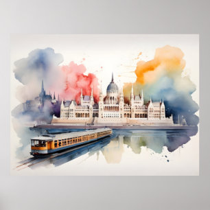 Budapest akvarell konst poster