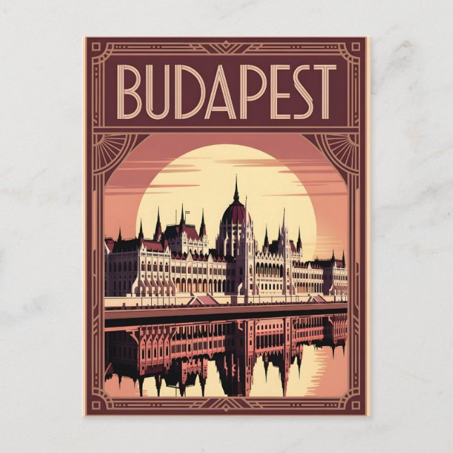 Budapest art deco-vintage vykort (Framsida)